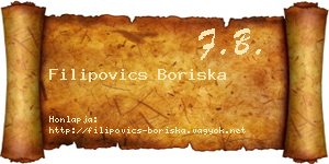 Filipovics Boriska névjegykártya